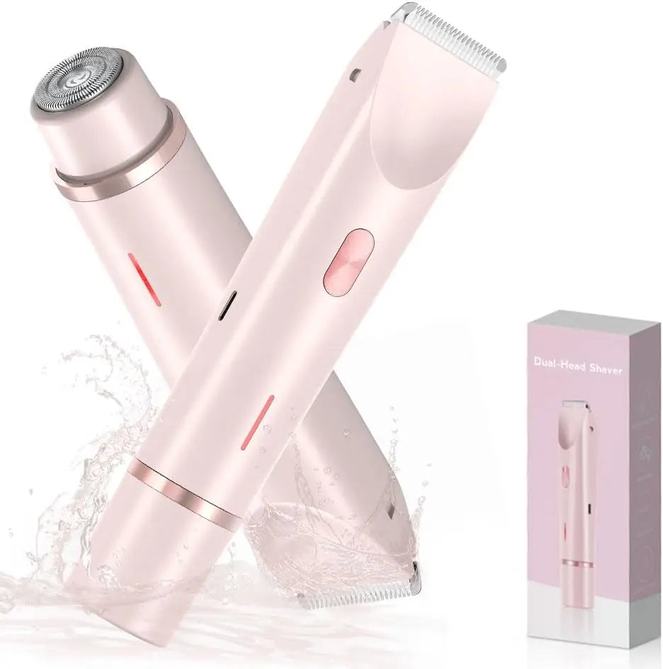 NNEOBA 2 in 1 Electric Bikini Trimmer & Facial Shaver Waterproof Pink-0