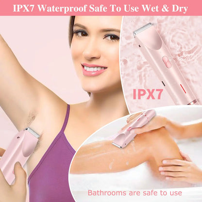 NNEOBA 2 in 1 Electric Bikini Trimmer & Facial Shaver Waterproof Pink-3