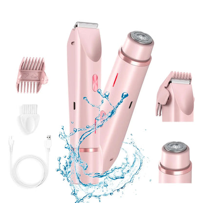 NNEOBA 2 in 1 Electric Bikini Trimmer & Facial Shaver Waterproof Pink-1