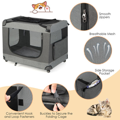 NNECW Large Foldable Cat Racing Cage with Shoulder Strap & Removable Cushion-L-4